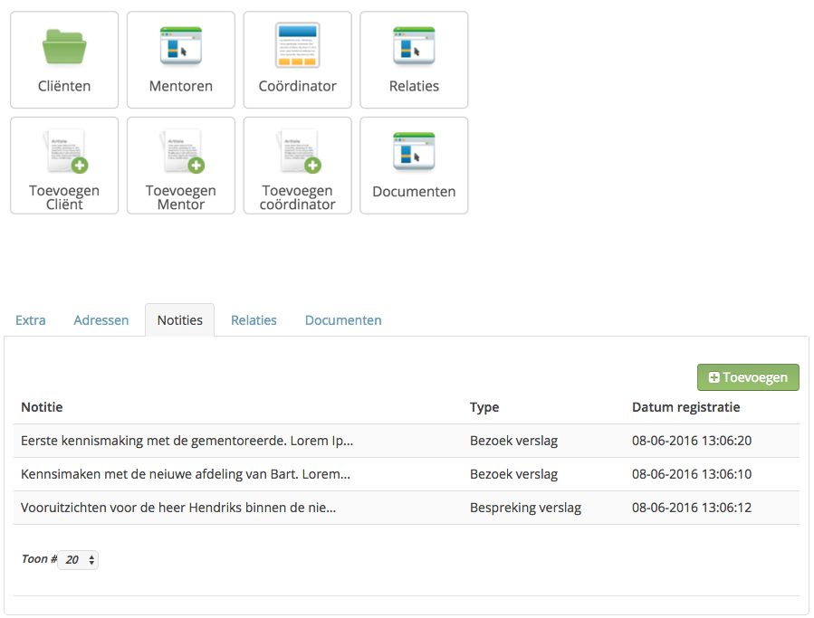 controle menu en notities